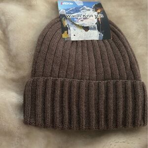 HD warm knit unisex Cuffed Brown Beanie. One size fits all.